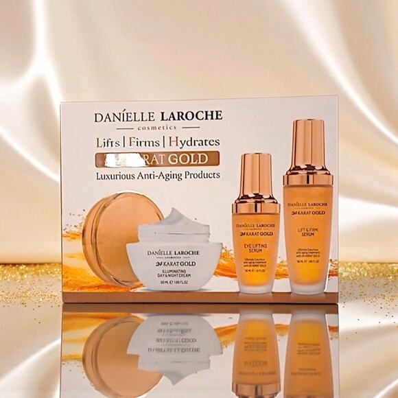3 SET Danielle Laroche 24 Karat Gold TRIO Anti Aging Luxurious Lift Firm Hydrate